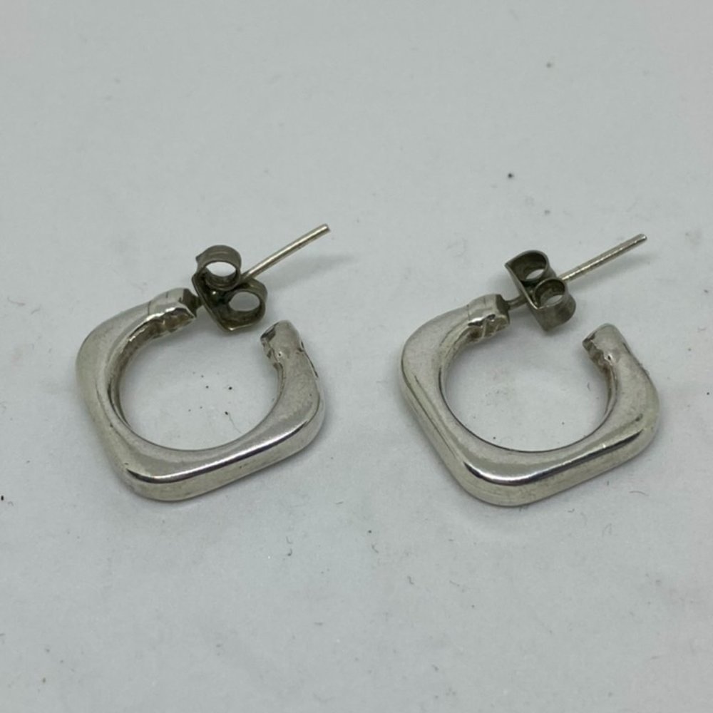 Silver 925 Square Hoop Geometric Earrings Jewelry